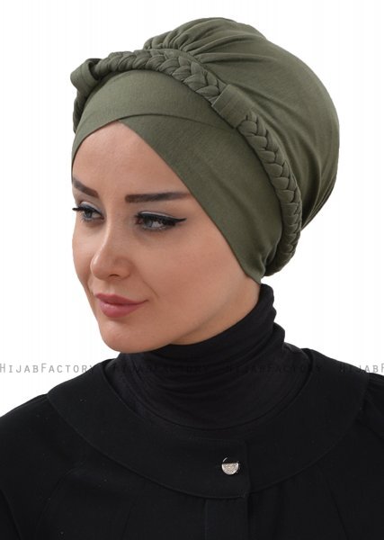 Olivia - Khaki Baumwolle Turban - Ayse Turban