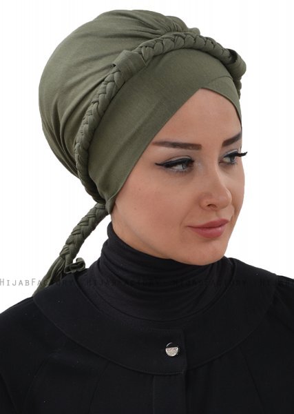 Olivia - Khaki Baumwolle Turban - Ayse Turban