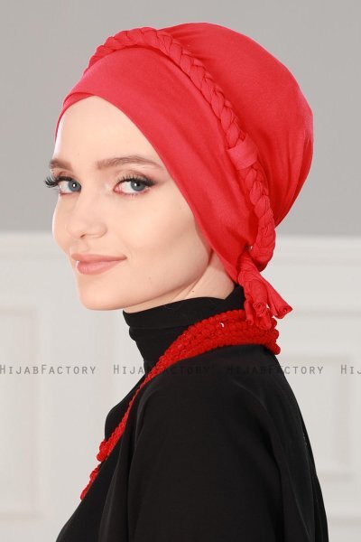 Olivia - Rot Baumwolle Turban - Ayse Turban
