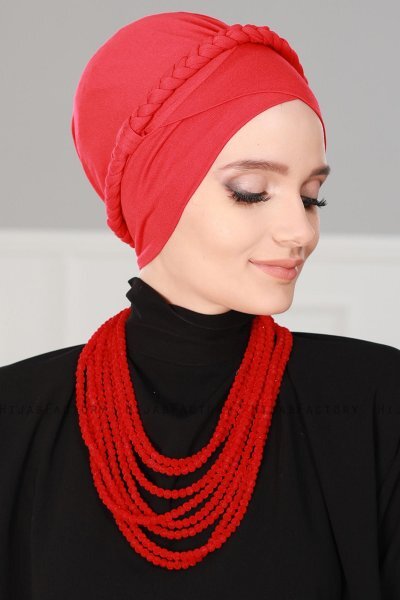 Olivia - Rot Baumwolle Turban - Ayse Turban