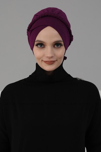 Olivia - Lila Baumwolle Turban - Ayse Turban