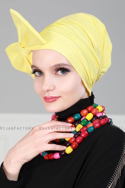 Julia - Gelb Baumwolle Turban - Ayse Turban