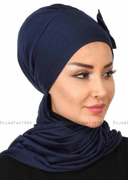 Bianca - Navy Blau Baumwolle Turban