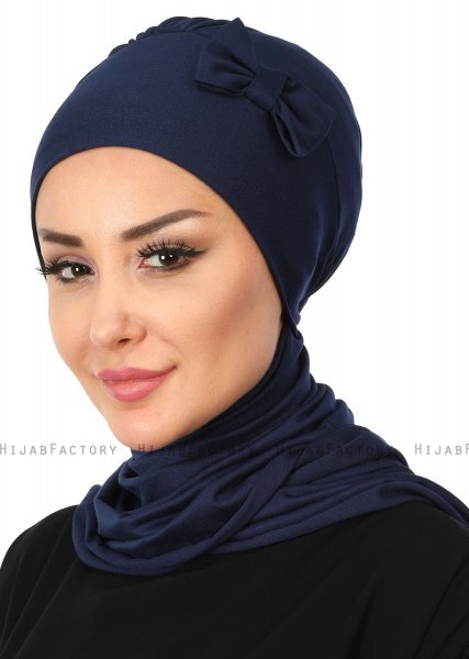 Bianca - Navy Blau Baumwolle Turban