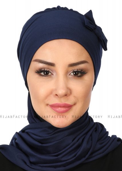 Bianca - Navy Blau Baumwolle Turban