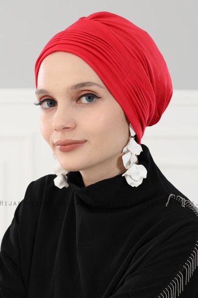 Linda - Rot Baumwolle Turban - Ayse Turban