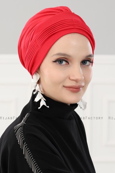 Linda - Rot Baumwolle Turban - Ayse Turban