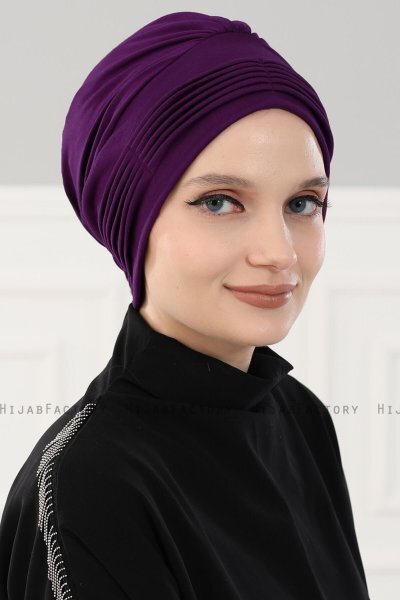 Linda - Lila Baumwolle Turban - Ayse Turban