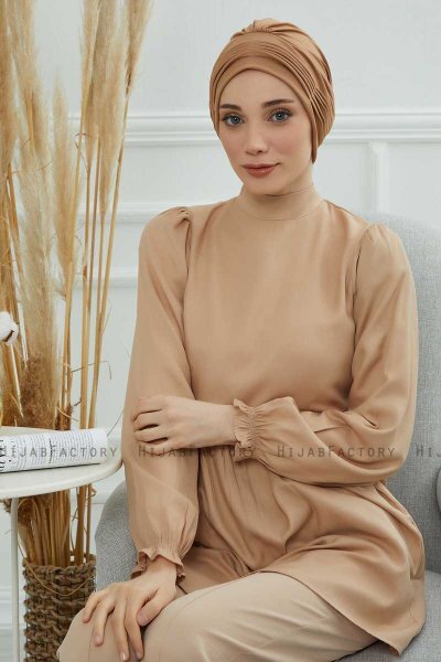 Linda - Hellbraun Baumwolle Turban