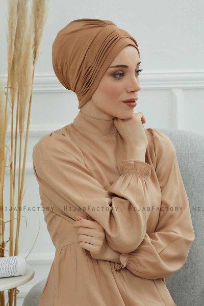 Linda - Hellbraun Baumwolle Turban