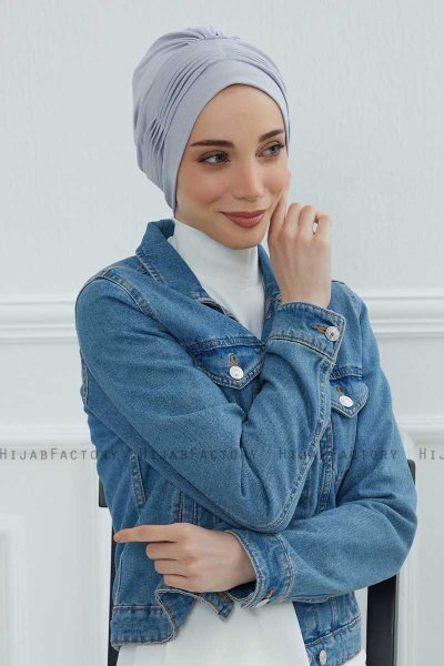 Linda - Hellgrau Baumwolle Turban