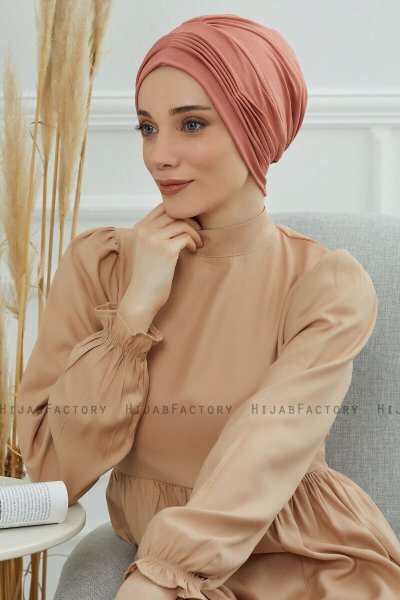 Linda - Lachsfarbe Baumwolle Turban
