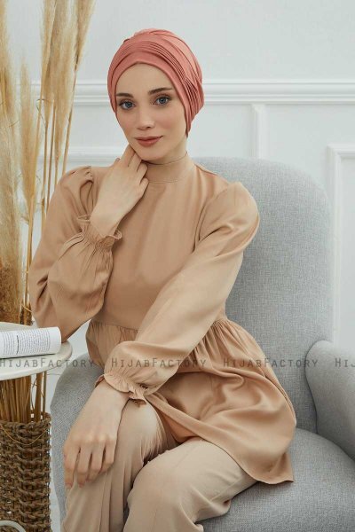 Linda - Lachsfarbe Baumwolle Turban