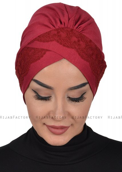 Molly - Bordeaux Spitze Baumwolle Turban