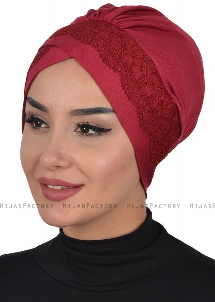 Molly - Bordeaux Spitze Baumwolle Turban