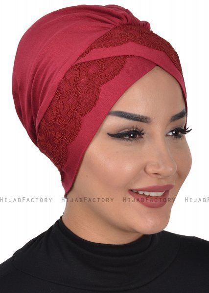 Molly - Bordeaux Spitze Baumwolle Turban