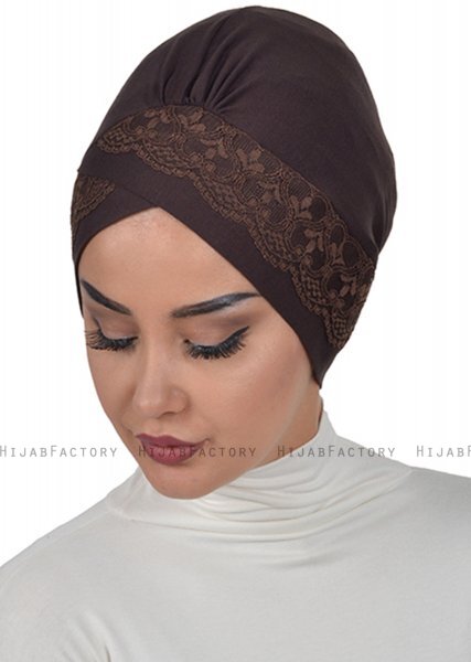 Molly - Braun Spitze Baumwolle Turban