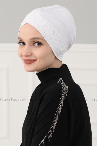 Molly - Creme Spitze Baumwolle Turban