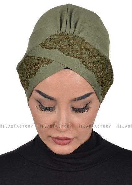 Molly - Khaki Spitze Baumwolle Turban