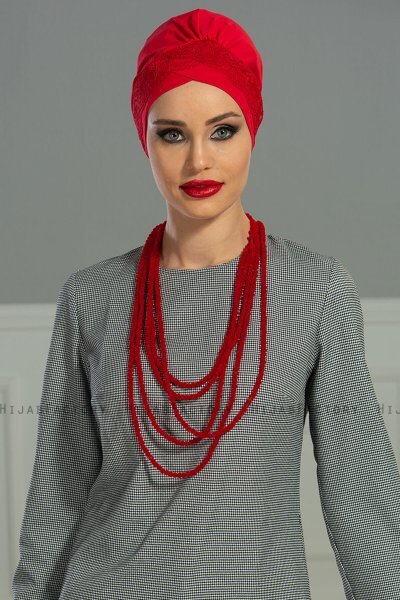 Molly - Rot Spitze Baumwolle Turban