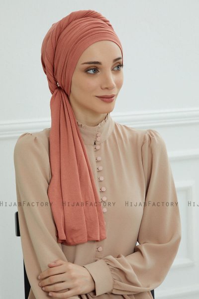 Rebecca - Lachsfarbe Baumwolle Turban
