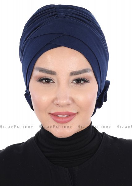 Elisabeth - Navy Blau Baumwolle Turban