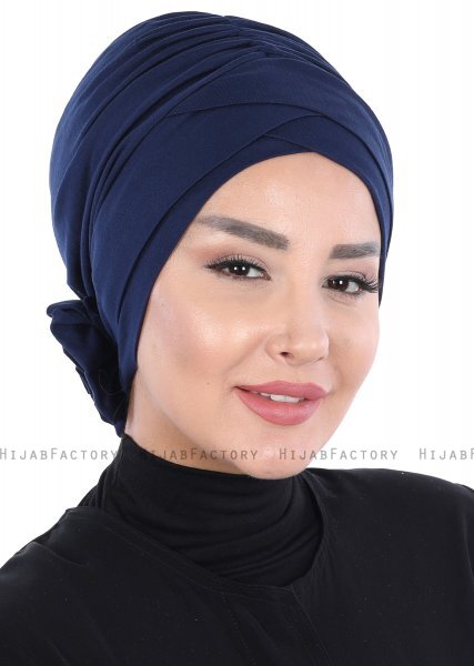 Elisabeth - Navy Blau Baumwolle Turban