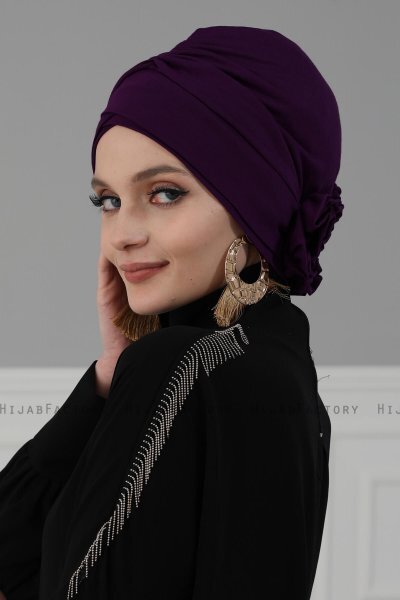 Elisabeth - Lila Baumwolle Turban
