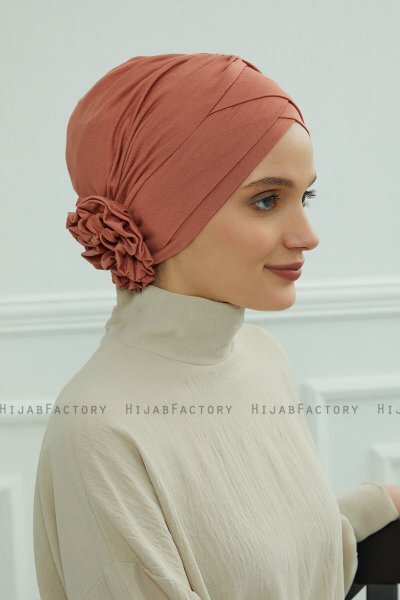 Elisabeth - Lachsfarbe Baumwolle Turban