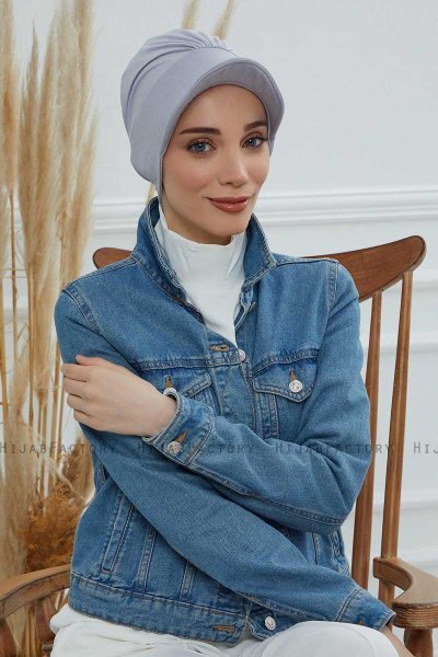 Sandra - Hellgrau Baumwolle Turban