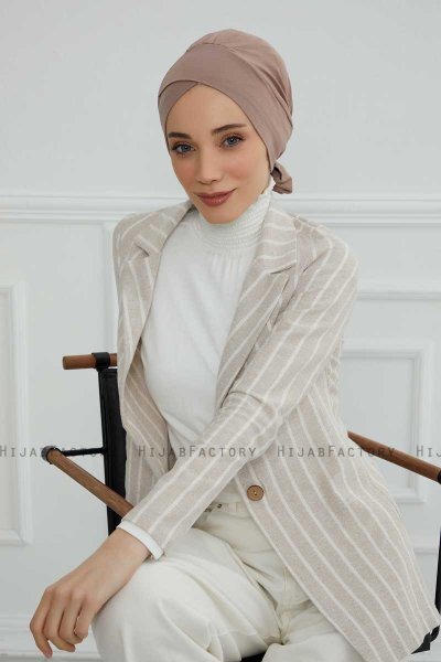 Ellie - Taupe Baumwolle Turban