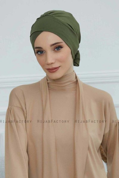 Ellie - Khaki Baumwolle Turban