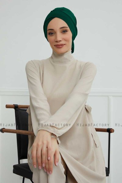 Ellie - Dunkelgrün Baumwolle Turban