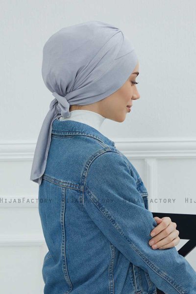 Ellie - Hellgrau Baumwolle Turban