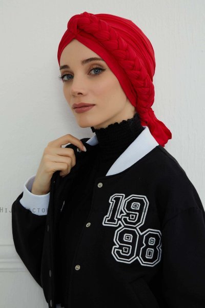 Theresa - Rot Baumwolle Turban - Ayse Turban
