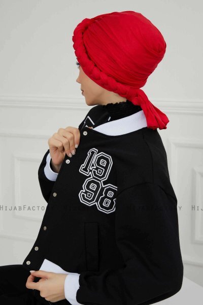Theresa - Rot Baumwolle Turban - Ayse Turban