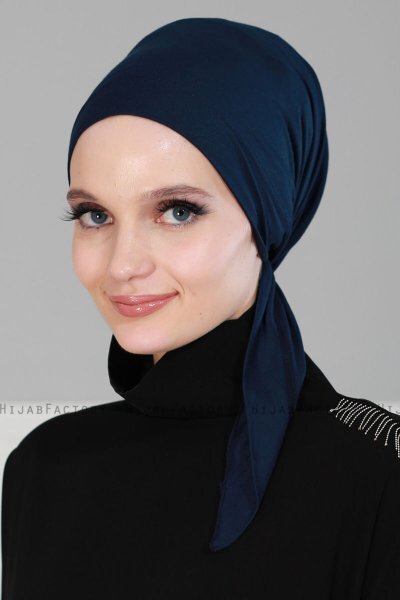 Felicia - Navy Blau Baumwolle Turban