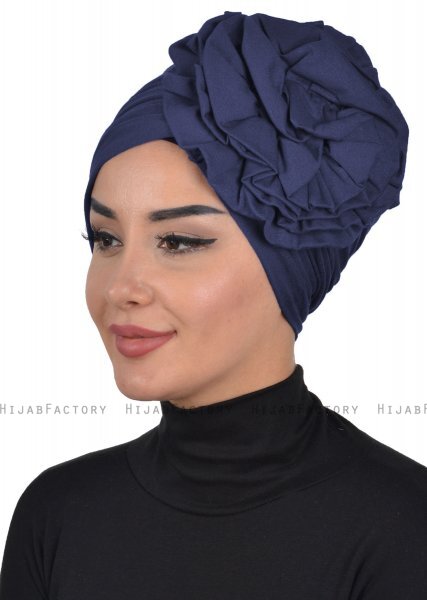 Kerstin - Navy Blau Baumwolle Turban - Ayse Turban