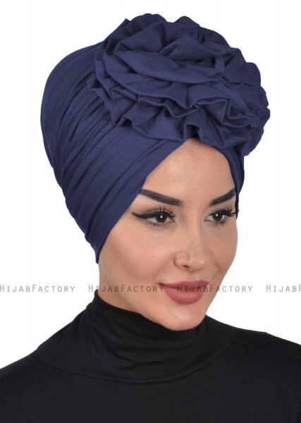 Kerstin - Navy Blau Baumwolle Turban - Ayse Turban