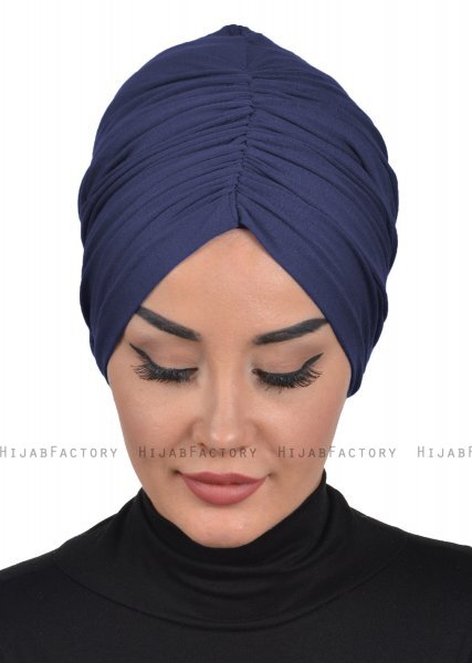 Kerstin - Navy Blau Baumwolle Turban - Ayse Turban