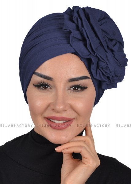 Kerstin - Navy Blau Baumwolle Turban - Ayse Turban