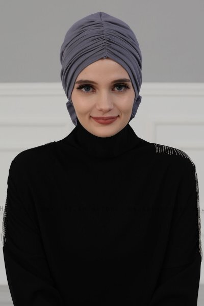 Kerstin - Grau Baumwolle Turban - Ayse Turban