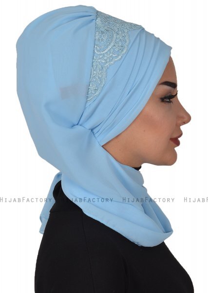 Celine - Hellblau Chiffon Turban - Ayse Turban