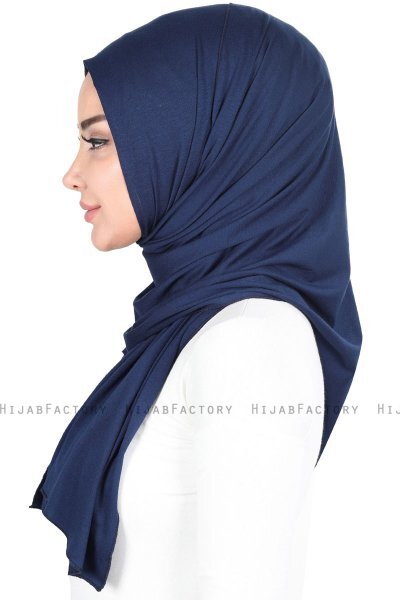 Sigrid - Navy Blau Baumwolle Hijab - Ayse Turban