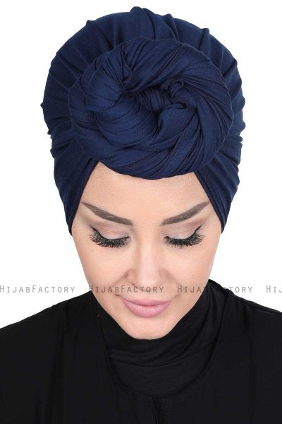 Sigrid - Navy Blau Baumwolle Hijab - Ayse Turban