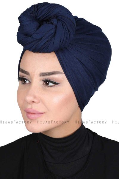 Sigrid - Navy Blau Baumwolle Hijab - Ayse Turban