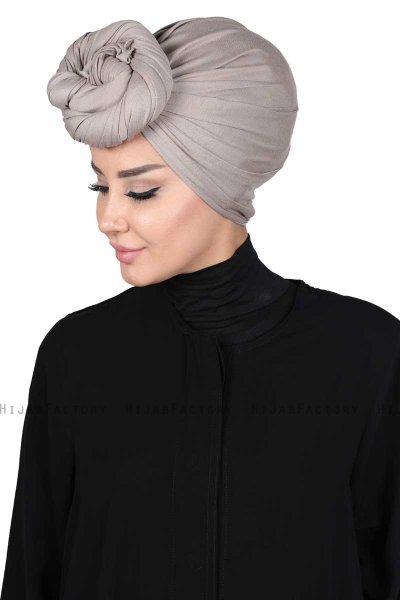 Sigrid - Taupe Baumwolle Hijab - Ayse Turban