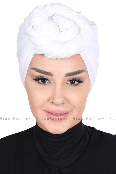Sigrid - Weiß Baumwolle Hijab - Ayse Turban