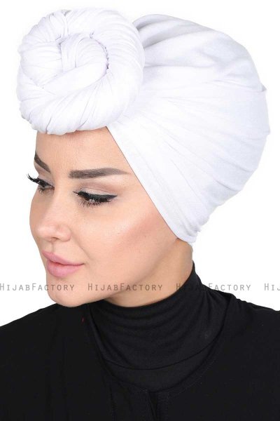 Sigrid - Weiß Baumwolle Hijab - Ayse Turban