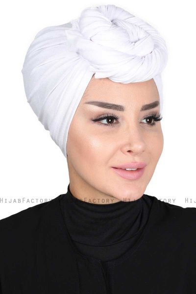 Sigrid - Weiß Baumwolle Hijab - Ayse Turban